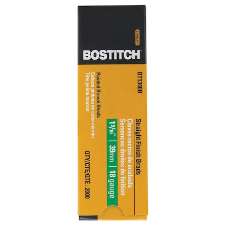 Bostitch Collated Brad Nail, 18 ga, Coated, Straight BT1340B